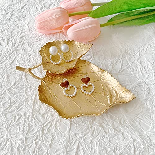 Small Leaf Shaped Trinket Dish, Decorative Gold Jewelry Dish Tray, Ring Hodler Dish Jewelry Organizer - color: 2-Tier Mulberry Leaf
