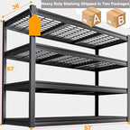 67" W Garage Shelving Heavy Duty, 36" D Garage Shelves, 68" H Adjustable Storage Shelving Unit, Commercial Metal Shelves for Warehouse, Basement, Shop, 67" W x 36" D x 68" H - size: 68"Wx36"Dx68"H | 4 Tier