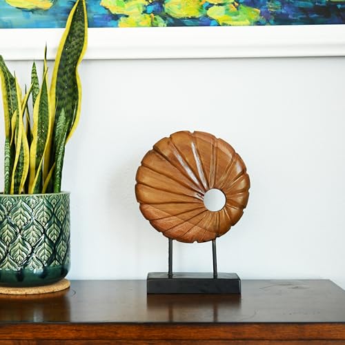 Teak Sculpture Home Décor for Shelf Sculpture with Base Decoration for Living Room, Bedroom, Office 13.8"X9.8"X3.5"