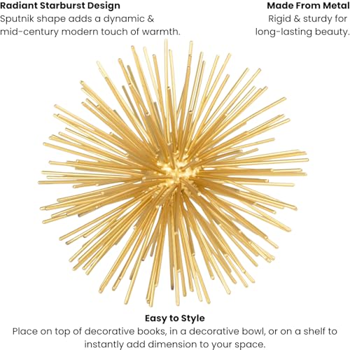 Torre & Tagus Spike Ball Gold Sphere Decor, Mid Century Modern Metal Gold Starburst for Home Decor On Shelf, Coffee Table, Wedding or Handmade Gift (4") - color: Gold, size: Small