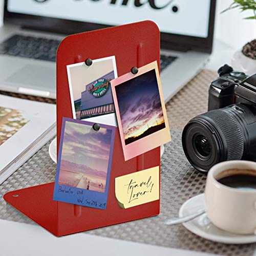 Acrimet Steel Metal Bookends for Shelves, Heavy Duty, for Large Books, 6 7/8" Tall X 4" Wide X 4 1/2" Deep, Red Colored, 1 Pair - color: Red
