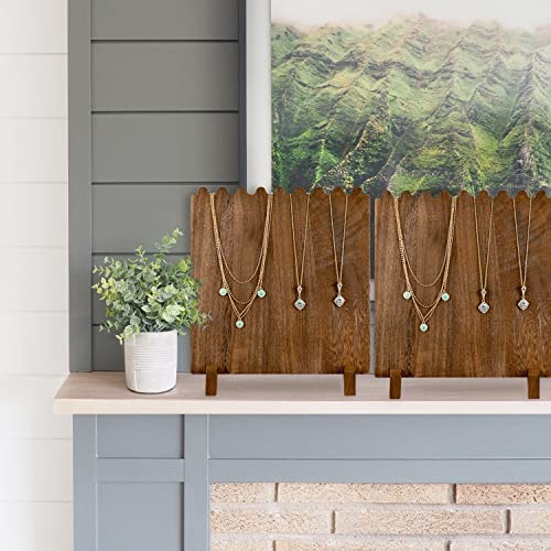 Ikee Design Set of 2 Wood Necklace Jewelry Display Stand for 8 Necklaces, Necklace Display Holder Organizer, Brown Color - color: Brown