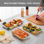3 Pack High Borosilicate Glass Baking Dishes for Oven,(2.3QT,1.6qt,1.0QT),Rectangular Bakeware Sets,Deep Glass Casserole Dishes with Handle for Microwave,Oven,Baking,Meal Preparation