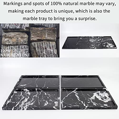 100% Natural Marble Serving Tray Luxury Marble Storage Tray for Home Decor Stone Tray for Bathroom/Kitchen/Vanity/Dresser,Plate Holder for Tissues, Candles, Towel - color: Marble Tray-calacatta Black