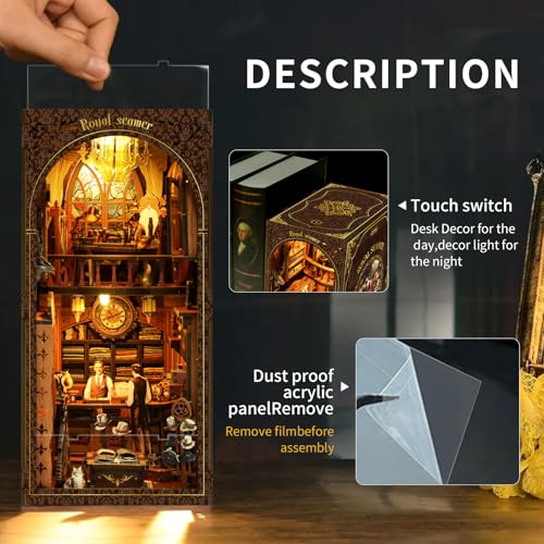 Book Nook Kit - DIY Miniature Dolls House Kit with Furniture and LED Light, 3D Puzzle Wooden Art Bookends, Model Kits for Adults and Teens (Royal Tailor Shop)