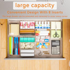 Yieach Large Expandable Desk Drawer Organizer Tray for Office Supplies and Accessories With 12 Adjustable Compartments,Office Drawer Organizers for Pencil,Pen and Kitchen Junk Drawer Organizer,Clear - size: L-12.6 to 21.3x14.5x1.8 In