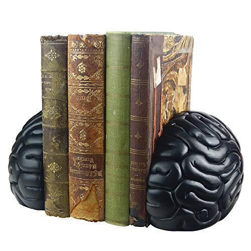 Brain Bookends, 6.5Inch Tall Brain Decorative Resin Book Shelf Organizers Book Holders Shelf Dividers Book Ends for Home or Office Shelves Brain Sculpture Bookend Set