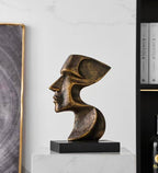Decorative Modern Abstract Profile Sculpture, Contemporary Home Decor Resin Statue on Black Base