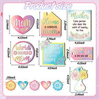 12 Pcs Mother's Day Tiered Tray Decor Happy Mother's Day Sweet Decorations Wooden Centerpiece Items Heart Flower Letters Floral Wooden Table Signs for Mother Gift Decorations Party Supplies - style: Mother