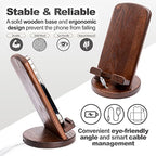TESLYAR Wood Cell Phone Stand – Elegant Phone Holder for Nightstand & Desk | Portable Office Gift for Men, Dad & Husband | Compatible with iPhone & Android