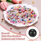 PATIKIL 1000 Pcs No Hole Pearls, 3mm 4mm 5mm 6mm 8mm Mini Round Faux Pearl for Art Crafts Jewelry Making Nail Vase Filler Birthday Wedding Party, Black - color: Black