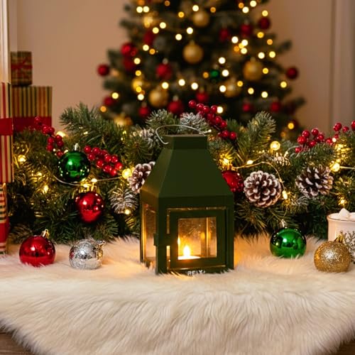 Rely+ Metal Lantern Candle Holder for Indoor & Outdoor Decor, Hanging Tealight Candle Holders for Wedding, Party, Decorations - Modern Home Decor, 5.5 Inch (Green Color) - color: Green