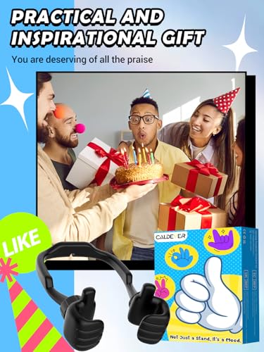 Easter Gifts for Teen Boys Girls Adults Cell Phone Stand Patented 2 Pack Thumbs Up Lazy Phone Stand for iPhone Easter basket stuffers Cell phone Holder for Desk Birthday Gifts for Kids Men Women - color: Black, size: 2