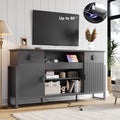 LGHM 70'' Fluted TV Stand with Power Outlets, Stylish Modern Entertainment Center with Drawers for TVs Up to 80”, 38'' Tall TV Stand, Media Console for Living Room, Metal Legs Design, Black - size: 38''H TV Stand