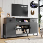 LGHM 70'' Fluted TV Stand with Power Outlets, Stylish Modern Entertainment Center with Drawers for TVs Up to 80”, 38'' Tall TV Stand, Media Console for Living Room, Metal Legs Design, Black - size: 38''H TV Stand