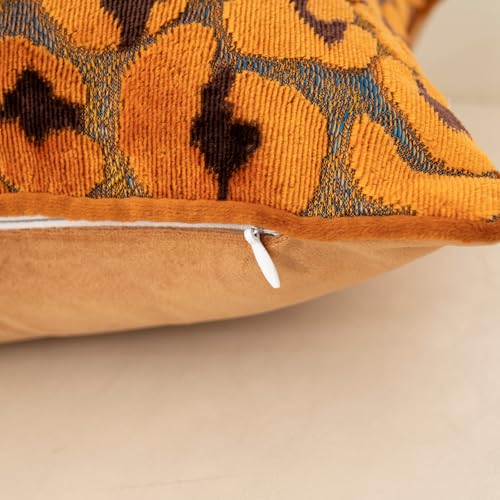Alerfa Orange Floral Throw Pillow Cover 20 x 20 Inch Cut Velvet Sqaure Luxury Decorative Pillow Cover for Couch Living Room Bedroom - color: Orange, size: 20" x 20" (Pack of 1)