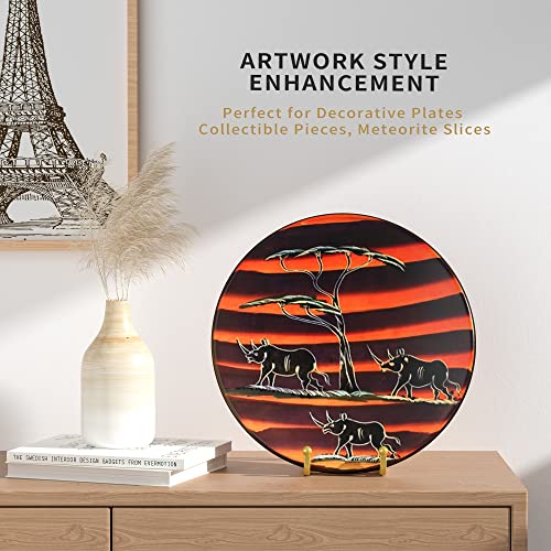 IPAME Metal Square Wire Plate Stands for Display - 4.5 Inch Holder + Picture Frame Stand Easel for Book, Decorative Plate, Plaque, Photo, Platter (Gold 2 Pack) - size: 4.5 Inch