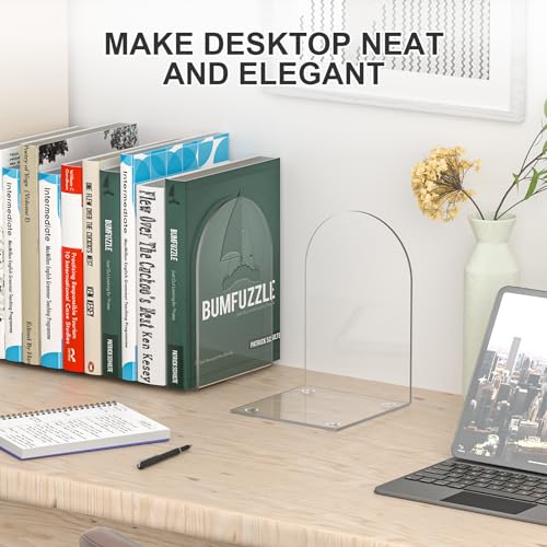 Acrylic Bookends 8 Pieces, Book Ends for Shelves, Clear Bookends for Book Shelves and Desktop Organizer, Transparent Shlef Book Stopper for Home Office Supplies - style: 8 Pieces Acrylic Bookends