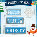 Yuntau 4 Pcs Winter Wooden Tabletop Decor Christmas Snowflake Tiered Tray Decor Rustic Wood Block Sign Gift Winter Centerpiece for Shelf Office Farmhouse Table Frozen Birthday Party Decoration - style: Snowflake