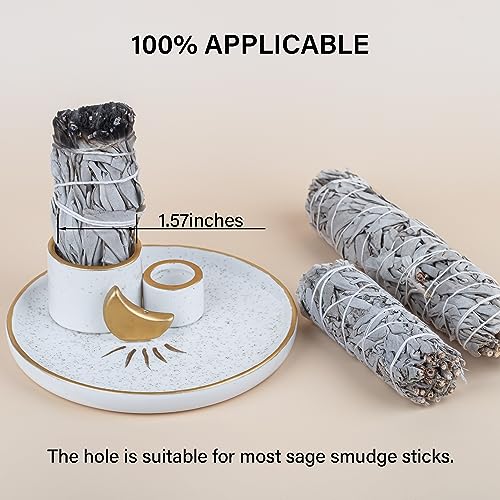 ZenBless Multifunction Incense and Candle Holder for Burning Sage, Palo Santo, Incense Sticks - 5.9" Ceramic Ash Catcher Tray for Meditation Room Home Decor Spritual Gifts (Gold) - color: Gold