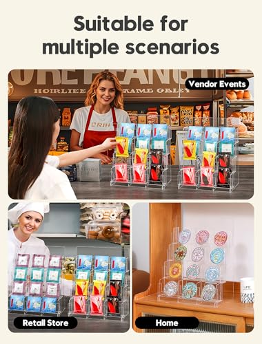 Acrylic Sticker Display Stand, Sticker Holder Display for Vendor Events, Card Rack Display Stand, Portable Display Rack - size: Three Rows
