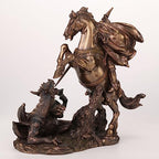 Veronese 10 5/8 Inch Saint George Slaying Dragon Cold Cast Resin Statue Bronze Finish