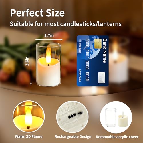 Rechargeable Flameless Candles with Timer Remote, 1.7"x2.6" Clear Acrylic LED Tea Lights Candles，Small Votive Electric LED Candles for Home Aniversary Wedding Holiday Decor(6 Pack) - color: Ivory