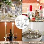 Glass Candle Holders, 3 Pieces Crystal Clear Candlesticks with Elegant Design for Pillar Taper Candle and Tea Light