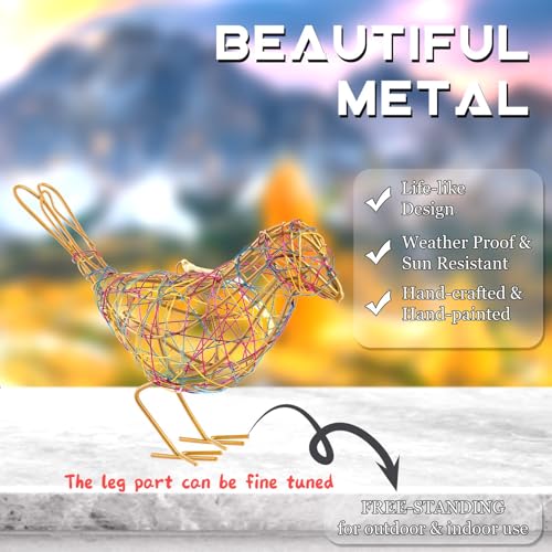Modern Bird Statue Table Decor Set of 3 - Christmas Ornament - Handmade Metal Bird Sculptures with Colorful Wire Weaving, Multi-Pose Rustic Home Accent - color: Colorful
