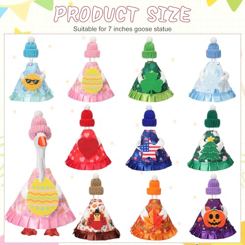 Weysat 10 Set Holiday Mini Desk Goose Outfit 250th Anniversary Summer Mexican 4th for July Magnetic Geese Statue Felt Fabric Costume for 7 Inch Desktop Goose Table Decor Gifts(Hats Style,Fabric) - style: Hats Style