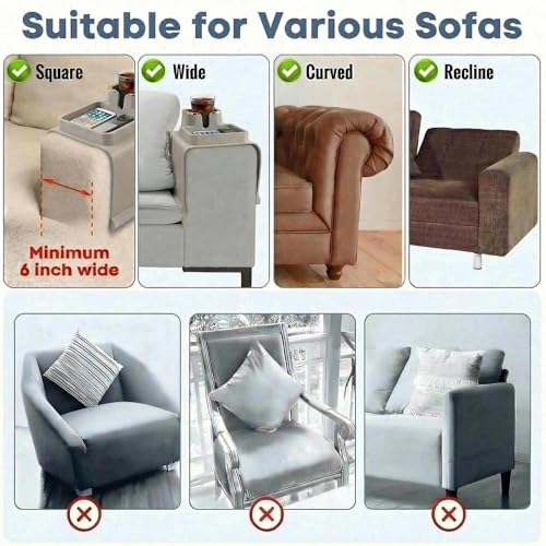 Luxury Gold Trim Couch Cup Holder Tray - Weighted Silicone Anti-Spill Sofa Armrest Organizer, Non-Slip Recliner Tray Table for Drinks, Remote, Phone - Fits Most Couch Arms, Home Gift (Beige Grey) - color: Beige Grey