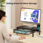 Zimilar 2 Pack Monitor Stand Riser with Metal Drawer, 3 Height Adjustable Monitor Riser with Phone Holder for Printer, Laptop, Premium Metal Computer Monitor Stand with Storage for 2 Monitors