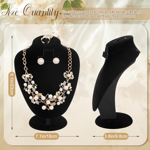 Youyole 3 Pcs Black Velvet Jewelry Display Necklace Earrings Ring Display Stand Jewelry Bust/mannequin for Vendors Selling and Shows - color: Black, size: Velvet