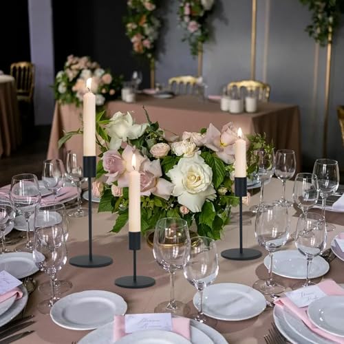 Black Candlestick Holders Bulk for Taper Candles Decorative Metal Candelabra Candle Holders Fit 0.8 Inch Diameter Candles Gold Taper Candle Stands for Wedding Home Party Table Decor (Set of 18) - color: Black, size: 18 pieces