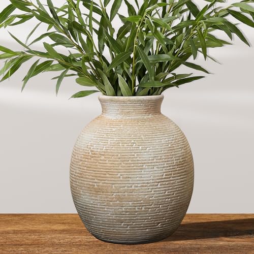 Ceramic Flower Vase for Home Decor, Rustic Farmhouse Vintage Retro Vase for Living Room, Kitchen, Bedroom, Decoration for House, Bookshelf, Dining Table, Office, Gift(7.4 inch) - color: Retro and Rustic-7.4"