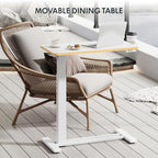 FLEXISPOT H7 Adjustable Overbed Bedside Table with Wheels Pneumatic Mobile Standing Desk Laptop Desk Rolling Computer Cart Movable Overbed Table Hospital Home Use(27.6" W x 15.7" D, White Maple) - color: White Maple, size: Small
