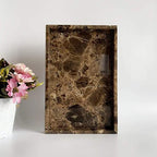 Natural Marble Storage Vanity Tray, Cosmetics Jewelery Tray, Kitchen Organizer, Coffee Table Tray (Coffee Net, 11.8L x 7.87W x 1.18H) - color: Coffee Net