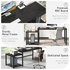 FOLUBAN Large Home Office Desk, Black Computer Desk with Storage Shelves, Modern Wood Writing Study Gaming Table for Bedroom Living Room, 63 Inch - color: Black