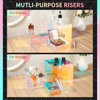 3Pcs Iridescent Risers Display Stands, Stackable Acrylic Cubes Display Box, Nesting Rainbow Showcase for Collectibles Figures Jewelry Perfume Handbag Dessert Party, Neon Food Buffet Riser - color: Iridescent-3pcs
