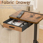 Simple Serenity TV Tray Table with Drawer & Swivel Top, Height Adjustable TV Tray for Eating on Couch, C Shaped End Table for Couch, Sofa Desk Couch Table for Bedroom & Living Room, Patent Pending - color: Rustic