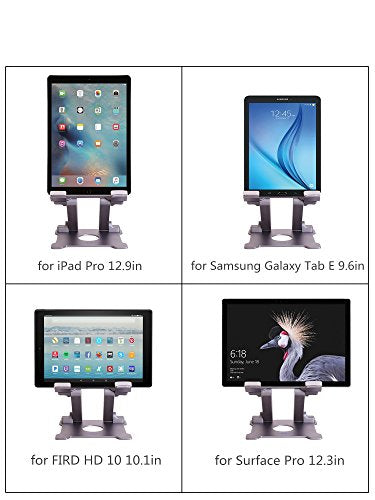 KABCON Adjustable Aluminum Tablet Stand (7-13.5 inch), Compatible with iPad, Surface Pro, FIRD HD 10, Samsung Galaxy Tab E, ASUS Transformer & Other Devices - color: Large-Grey