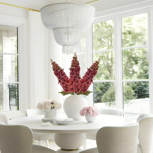 Briful 3PACK Artificial Delphinium Flowers – 36.2in Tall Faux Larkspur Silk Floral Stems Burgundy Fake Delphinium Flower for Indoor Home Decor Vase Arrangements - color: Burgundy