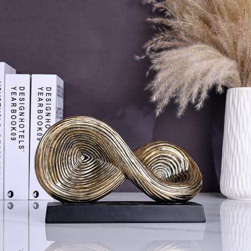 orenm Modern Infinity Loop Symbol Sculpture,Abstract Art Geometric Knot Home Decorations,Unique Shelf Decor Sculpture for Desk Paperweights,Entryway Table,Living, Coffee Table Decor (Gold) - color: Gold
