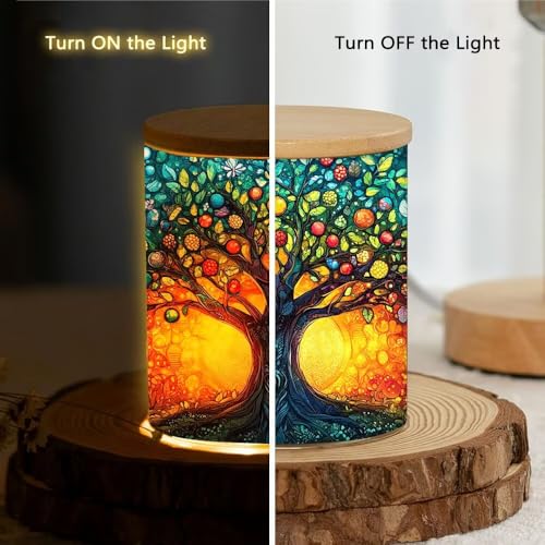 Stained Glass Tree of Life Tea Light Candle Holders, Memorial Tealight Candlesticks Votive Candle Holder, Tree of Life Battery Operated Tea Light Jar Home Decoration, 3.5"x2.8" - color: Tree of Life