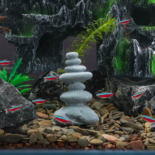 Mini Stacking Rock Stone Decor Stacked Stone Sculptures Zen Cairn Statue Realistic Ornament for Garden, Fish Tank Home Office