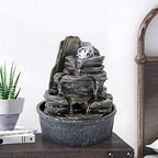 Rockery Indoor Water Fountain, Zen Meditation Tabletop Fountain with LED Lights & Crystal Ball for Home Office Bedroom 9 4/5" - color: 9 4/5"