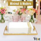 Guest Towel Holder Tray for Bathroom - Premium Marble Tray with Gold Rim - Bathroom Hand Towel Tray, The Perfect Vanity Tray for Bathroom. Ideal Valentines Day Gift. - color: Gold Rim