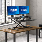 FITUEYES Height Adjustable Standing Desk 36” Wide Sit to Stand Converter Stand Up Desk Tabletop Workstation for Laptops Dual Monitor Riser Black SD309101WB - color: Black