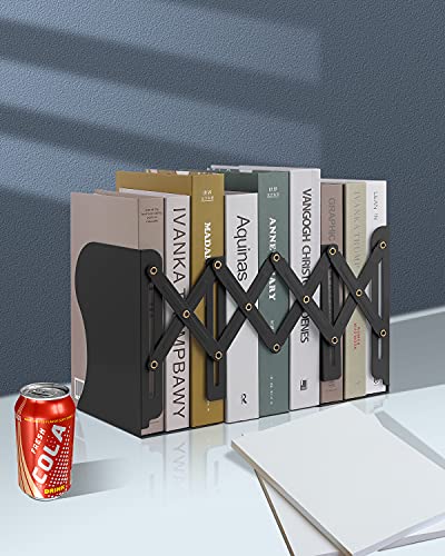 MSDADA Adjustable Bookends, Bookends for Heavy Book, Expandable Book Organizer for Office, School, Libraries, Extends up to 19 inches (Black) - color: Black
