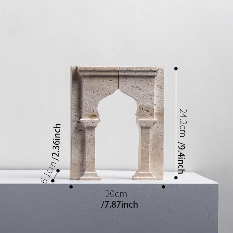 Set of 2 Piece Modern Travertine Bookend, Arc de Triomphe Design, Natural Stone Book Holders for Desk and Shelf (2 pcs 1 Set -Arc de Triomphe) - color: 2 Pcs 1 Set -Arc De Triomphe